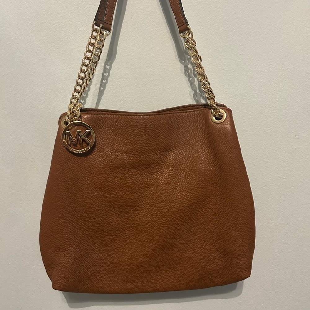 Michael Kors Tan Leather Shoulder Bag with Gold Accents